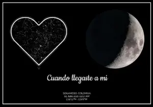 Mapa estelar horizontal figura de corazón y fase lunar