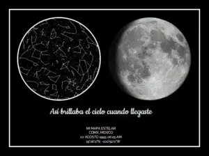 Mapa estelar horizontal con luna