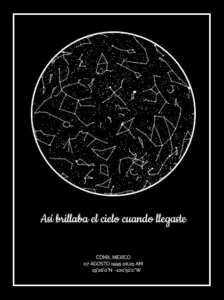 Mapa estelar personalizado - Vertical Círculo