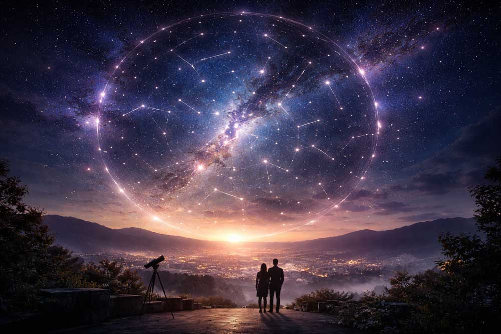 constelación según fecha de nacimiento en un mapa estelar personalizado